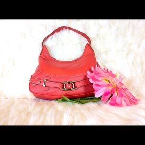 Wilson’s Leather Cherry Red Belt Ring Shoulder Handbag Bag Purse 1980’s 80’s 80s